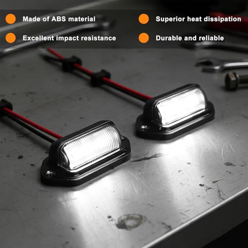 2 PCS LED License Plate Light, 12V-30V DC 6-SMD Super Bright Car License Plate Lamp, Waterproof Step Courtesy Dome Cargo Replacement Light for Car Truck SUV Van RV Trailer (Black) - color: Black, 2 PCS