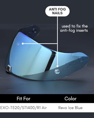 Compatible With EX0 T520 Motorcycle Helmet Visor R1 Air Face Helmet Shield Replacement ST1400 Tinted Visor (Revo Ice Blue) - color: Revo Ice Blue