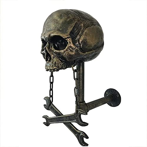 Personalized Cool Wall Mount Motorcycle Skull Helmet Holder, Skull with Beard-Helmet Rack,Removable Resin Crafts Motorcycle Helmet, Hanger for Coats, Bike,Baseballs and Rugby Helmet Caps, - color: C