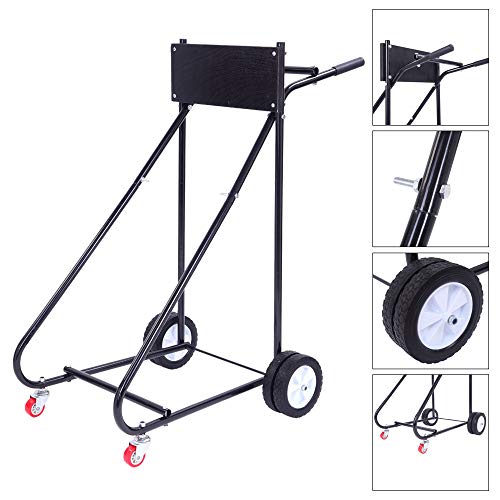 TUFFIOM Outboard Boat Motor Stand, Engine Carrier Cart Dolly for Storage, 315lbs Weight Capacity, w/Wheels (Black) - color: Black