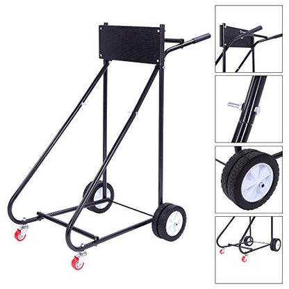 TUFFIOM Outboard Boat Motor Stand, Engine Carrier Cart Dolly for Storage, 315lbs Weight Capacity, w/Wheels (Black) - color: Black