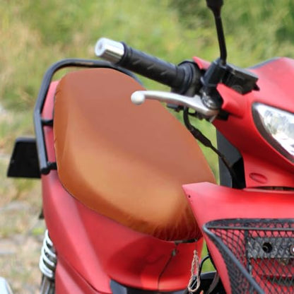 POPETPOP Motorcycle Seat Cover, Brown PU Leather Waterproof Universal Fit | Waterproof and heat-resistant, instantly hides scratches, ideal for daily scooter commutes, 1 brown elastic PU leather cover