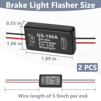 ecocstm 2 PCS GS-100A Brake Light Flasher Strobe, 12V-24V Brake Light Tail Stop Light Flash Strobe, LED Flash Module Flash Strobe Controller for Motorcycles Cars Trucks Brake Light Tail Stop Light