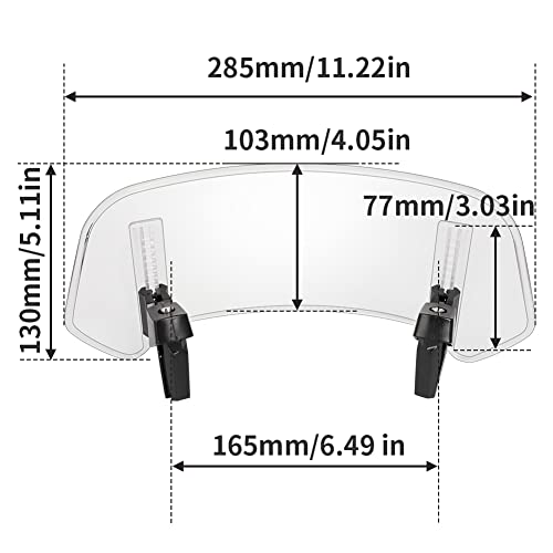 Motoparty Universal Adjustable Clip-on - Motorcycle Windshield Extension - Fits for Honda Suzuki Kawasaki Yamaha BMW Buell Ducati Aprilia and More Motorcycle Windshields (Clear)