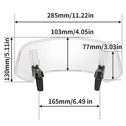Motoparty Universal Adjustable Clip-on - Motorcycle Windshield Extension - Fits for Honda Suzuki Kawasaki Yamaha BMW Buell Ducati Aprilia and More Motorcycle Windshields (Clear)