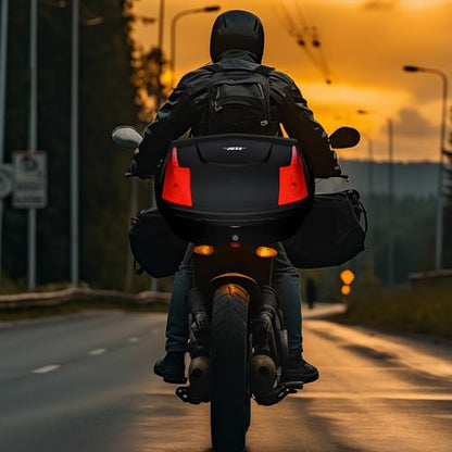 Motorcycle Trunk Black Motorcycle Top Case Motorcycle Tail Box Scooter Trunk Tour Motorcycle Storage Box Carrier with Lock for Helmet Luggage, 48L Capacity, TPU-0088 - size: 48L