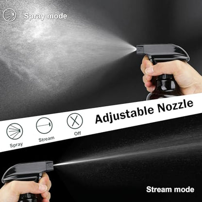 Plastic Spray Bottles 12oz 2 Pack Adjustable Mist/Stream Spraying Heavy Duty Square Water Spray Bottles for Hair, Cleaning Solutions, Plants,Essential Oils (Brown) - color: Brown