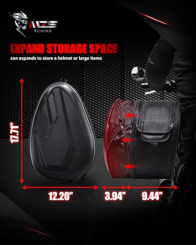 MZS Motorcycle Saddle Bags, 47L Extendable Large Capacity Saddlebags Travel Luggage Bag with Waterproof Rain Cover, Motorbike Side Bag Storage Accessories - size: 47L
