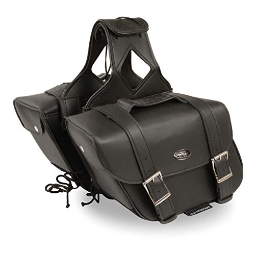 Milwaukee Leather PVC 2-Strap Throw-Over Easy Zip off and off Motorcycle Saddlebags - Medium - color: SH58001ZB-BLACK, size: Medium