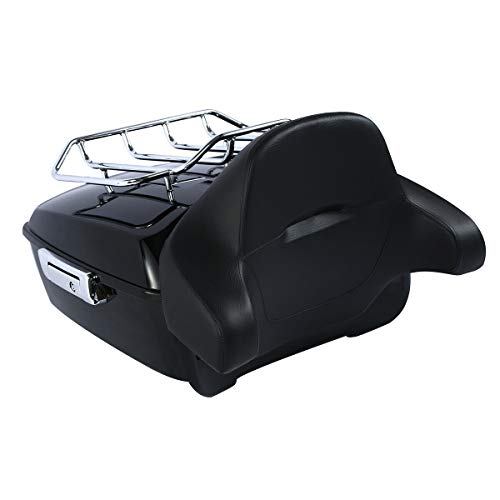 TCMT King Motorcycle Trunk Box Backrest 2 Up Mounting Rack Luggage Rack Fit for Harley 2014-2025 Touring CVO Road King Road Glide Street Glide Electra Glide Pack - color: Style B Chrome 2 Up Rack#1