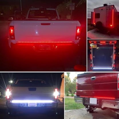 YUGUANG 60 Inch Tailgate Light Bar, Double Row LED Truck Tailgate Light Strip with Red Running Brake Lights Turn Signal White Reverse Lights - size: 60 Inch Red White