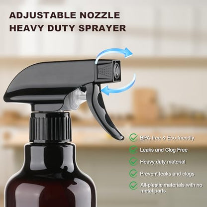 Spray Bottles 16.9oz Plastic Spray Bottle for Hair Mist/Stream Heavy Duty Empty Spray Bottles for Cleaning Solutions, Plants (16.9oz-Brown) - color: 16.9oz-Brown
