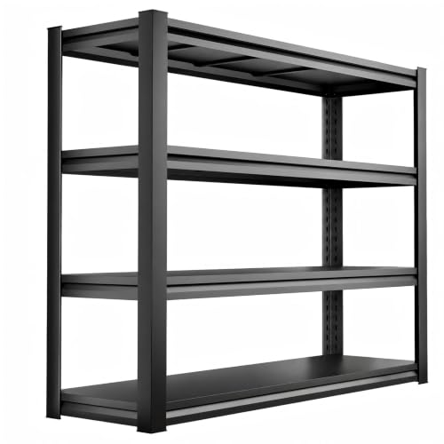 45"Wx18"D Heavy Duty Garage Shelving Unit, 4-Tier Adjustable Metal Storage Shelves, 2000 lbs, Industrial Shelf Rack Organizer for Garage, Basement, Warehouse, Pantry, Kitchen, Black, 63"H - size: 4 Tier | 63" H x 45" W x 18" D