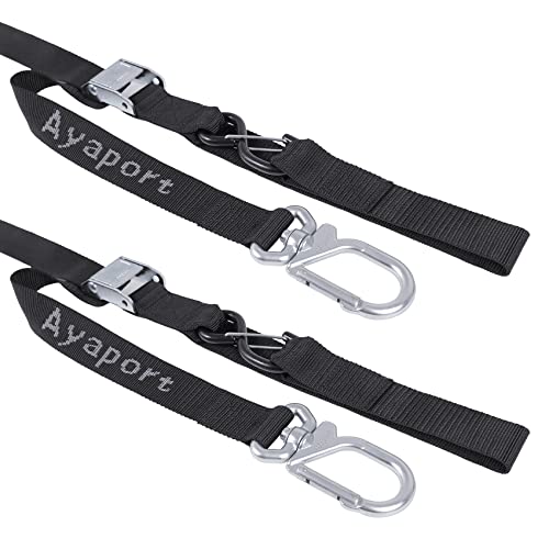 Ayaport Motorcycle Tie Down Straps 1.5” x 8’ (with Swivel Carabiner Hooks) Cam Buckle Tie Downs, Handlebar Strap for Dirt Bike, Motor Bike, Kayak, Car, Truck, Boat, Cargo, Black - size: 1.5"x8'-2pcs