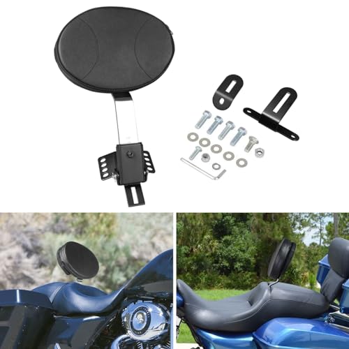 AUFER Adjustable Plug-in Driver Rider Backrest Compatible With For 1997-2026 Harley Touring Road King Street Glide Road Glide Electra Glide Models Driver Backrest - size: Double Line Style (Chrome)
