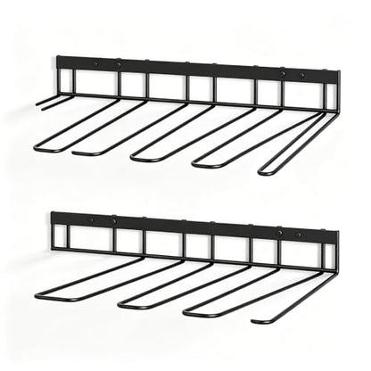 2026 New 2 Pack Metal Boot Rack for Closet, Wall Mounted Wader Hangers and Shoe Organizer, Heavy Duty Garage Storage Hooks for Tall Cowboy Boots, Black