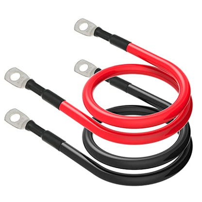 6 AWG Battery Cables 6 Gauge Battery Power Inverter Cable with 5/16 Inch Tinned Copper Lugs Both Ends for Solar Marine Boat RV Car Motorcycle 2 pcs (18 in) - size: 18 in