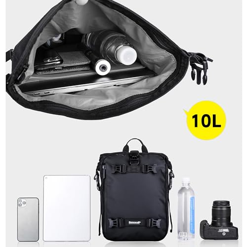 Waterproof Motorcycle Tail Bag 10L Motorbike Rear Rack Storage Bag Saddle Pannier for Touring Adventure Commuting Black - size: 10L