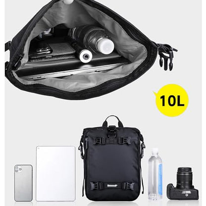 Waterproof Motorcycle Tail Bag 10L Motorbike Rear Rack Storage Bag Saddle Pannier for Touring Adventure Commuting Black - size: 10L