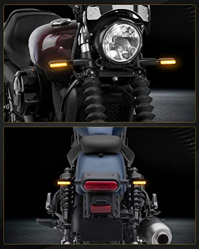 NTHREEAUTO Smoked Motorcycle Led Turn Signals Sequential Front Rear Mini Turn Signal Lights Universal Compatible with Harley Honda Yamaha BMW Triumph Suzuki Kawasaki Cruiser Touring - 2Pcs - color: amber