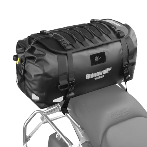 Rhinowalk Motorcycle Saddle Bag 40L – Waterproof Rear Seat Tail Bag with Expansion Panel, MOLLE System & Backpack Carry - size: 40L