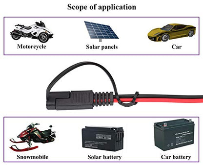 SAE Extension Cable 16 AWG Wire Harness 12V-24V DC SAE to SAE Cable with Switch Quick Connect/Disconnect Snap Action Cable for Motorcycle Cars,Camp Trailer Solar Panels(2.4m/7.8ft-Switch)