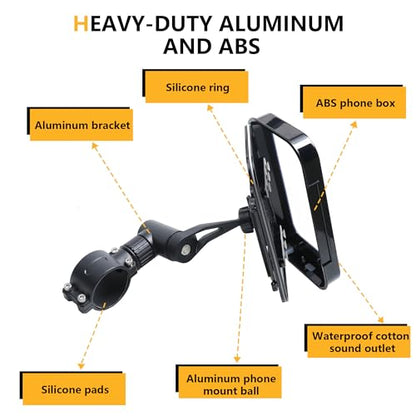 UTV ATV Phone Mount Waterproof Holder Compatible with Polaris RZR Ranger General Pioneer Talon Can Am Commander Maverick X3 Kawasaki Bike Motorcycle with 1.75"-2" Roll Bar Cage Accessories