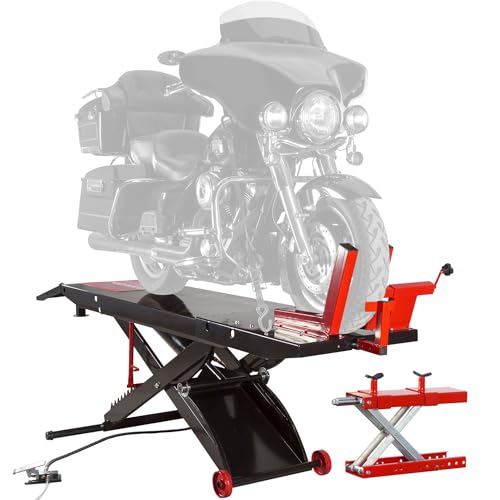 Motorcycle Lift Table, Pneumatic, 1,500 lb, ProLift, 31.25" H, Jack, Black Widow