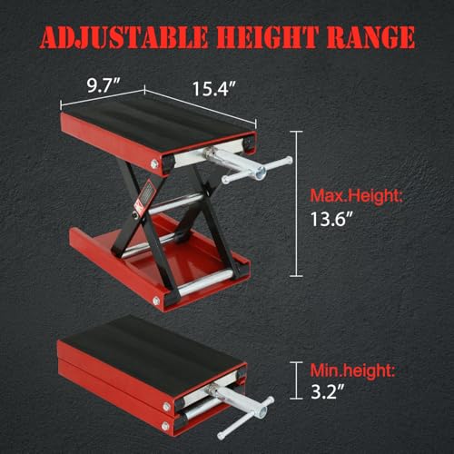 Motorcycle Lift 1100 LB Capacity Wide Deck Motorcycle Center Scissor Lift Jack Hoist Stand for Street Bikes Cruisers Touring Motorcycles Scooter ATVs