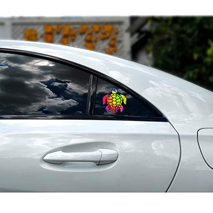 2 Pack Turtle Tie Dye Reflective Vinyl Car Decals Stickers, Van Trucks Women Men Motorcycle Laptop Decals Skateboard Bike Bumper Window 5.1" - color: Turtle-3