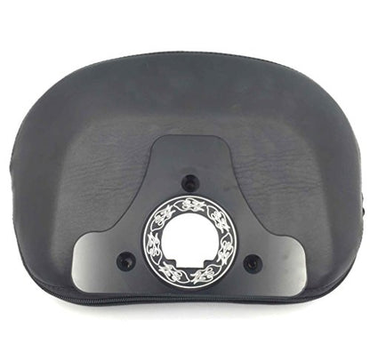 XKH- Motorcycle Black CNC Billet Sissy Bar Backrest Pad Mount Kit Skull Compatible with 1994 and later Harley Davidson Touring (equipped with H-D Detachables Sissy Bar Upright) [B01KNXA508]