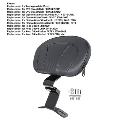 LABLT Black Detachable Front Driver Rider Backrest Pad, Motorcycle Front Driver Back Pad Replacement for Touring CVO Road King Street Glide Electra Glide 2009-2022
