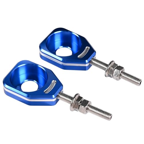 Canitu Blue Rear Chain Adjusters,Motorcycle Billet Rear Axle Blocks Swingarm Spool Tensioner Tension Adjuster Accessories for Honda CRF110 2013-2024 - color: BLUE