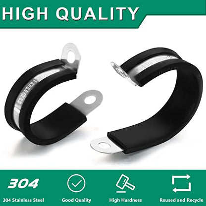 OURU 46PCS Cable Clamps Assortment Kit,Stainless Steel Rubber Coated Cushioned Insulated Cable Clamp,Automotive Wire Clamps,Pipe Clamps,Metal Clamp in 6 Sizes—1/2'' 1'' 1-1/4'' 1-1/2'' 1-3/4'' 2'' - size: 46pcs - 1/2", 1", 1-1/4", 1-1/2", 1-3/4", 2"