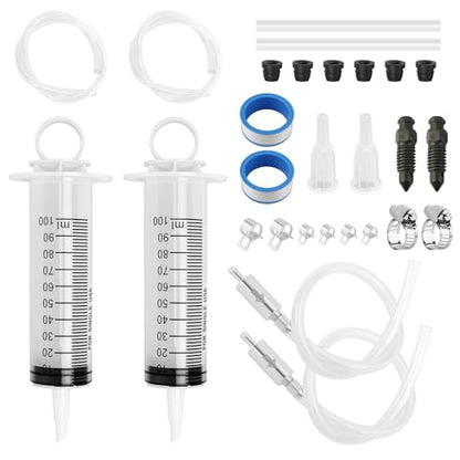 2 Pack Brake Bleeder Kit,Brake Fluid Bleeder Kit with Brakes Bleeders Hose One Way Check Valve & 100ml Syringe,Universal Hydraulic Brakes System Bleeding Tools for Car Motorcycle