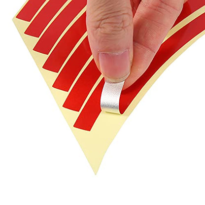 X AUTOHAUX 16pcs Fit 12" Wheel Motorcycle Car Bike Wheel Rim Sticker Strips Reflective Stripe Tape Reflector Red