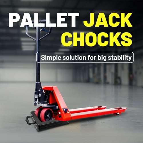 ROBLOCK 2 Pack Rubber Pallet Jack Chock Heavy Duty Wheel Chock, Pallet Jack Stopper for Truck 14.2" Length x 11.2" Width x 2" Height (Black) - color: Black(2 Pack)