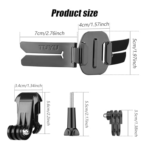 Helmet Chin Mount for Action Cameras, Universal GoPro Chin Mount with Straps, Compatible with GoPro Hero, Insta360, DJI Osmo Action, Motorcycle Full Face Helmets