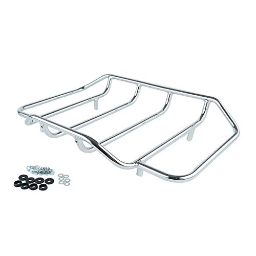 TCMT Chopped Motorcycle Trunk Backrest Pad Luggage Mount Rack Fit For Harley Touring 1997-2008 Road King Road Street Electra Glide Pack - color: Chopped Style D Chrome Rack
