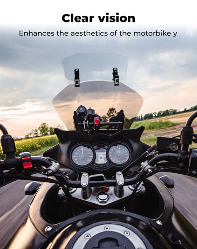 KEMIMOTO Motorcycle Windshield Upgraded Aluminum Metal Heightened Spoiler Clip Universal Adjustable Extension Clips Windshield Extension Dark Tint - color: Dark Tint