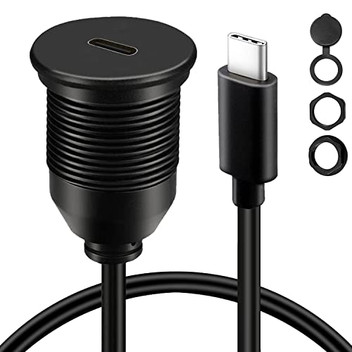 Single Port Type C 3.1 Car Flush Mount Cable USB C 3.1 Panel Mount Male to Female Extension Cable for Car Truck Boat Motorcycle 3ft