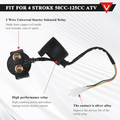 PRO BAT Full Wiring Harness Loom Solenoid Coil Regulator 50cc 70cc 90cc 110cc 125cc Dirt Pit Bike Electric Start Engine - style: C7HSA Spark Plug Style