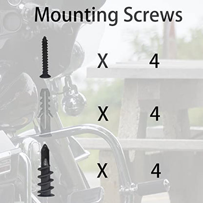 Wall Mount Helmet Holder Black, 2 Large Double Iron Curved Hooks with Mounting Screws. Ideal for Harley, Honda, Kawasaki Helmets - size: Large Hook x2