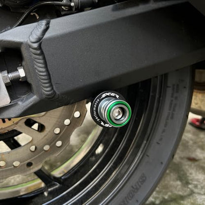 Compatible with ZX-6 ZX6R 2010-2024 2025 2026 Motorcycle Front Wheel Axle Crash Protector Pad Rear Swingarm Spools Slider Stand Accessories (Green) - color: Green