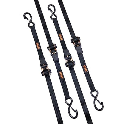 VEVOR Ratchet Tie Down Straps (4PK), 2200 lb Break Strength, 1" x 15' Heavy Duty Ratchet Tie Down Strap Set with Padded Handles, Coated S Hook, Soft Loop for Moving Appliances Motorcycle ATV Truck