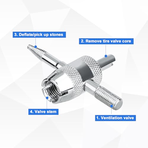 BOXOB 6pcs 4-Way Tyre Valve Stem Core Removal Tool, 4 in 1 Multifunctional Tire Valve Core Remover Tire Stem Puller for Bicycle Bike Automobile Car