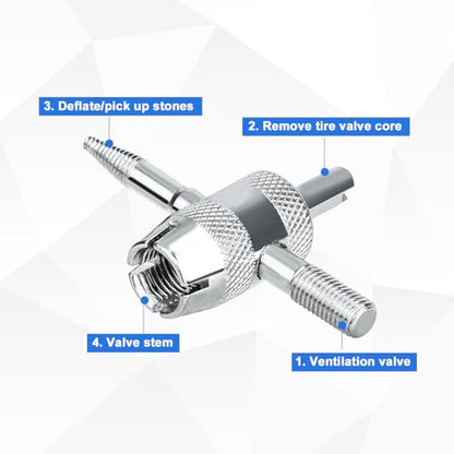BOXOB 6pcs 4-Way Tyre Valve Stem Core Removal Tool, 4 in 1 Multifunctional Tire Valve Core Remover Tire Stem Puller for Bicycle Bike Automobile Car