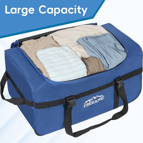 120L Foldable Rolling Duffel Bag with 3 Wheels And Handle, 30 inch Large Travel Duffle Bag for Travel, Camping, Outdoors - color: Blue