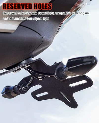 Tidy Tail Fender Eliminator License Plate Frame with LED Light Compatible with CFMOTO 450SS/450NK 2023 2024 2025,Aluminum Alloy,Laser Cutting,CFMOTO 450SS Accessories,CFMOTO 450NK Accessories