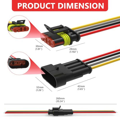 4 Pin Waterproof Electrical Wire Connectors 10 Pack Weather Pack Connectors Kit 20AWG Male and Female Automotive Wire Connectors for Car Truck Motorcycle Boat Auto Wiring - size: 4pin-10Pack